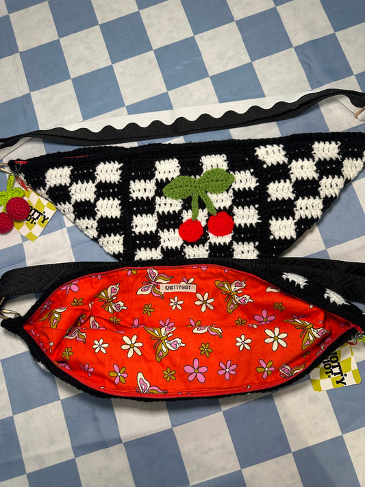 Cherry Check Crochet Sling